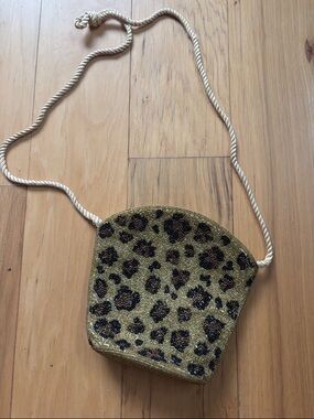 Inge Christopher beaded leopard print bag